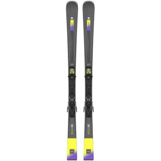 Neu Eingetroffen Salomon Damen All-Mountain Ski E - Schwarz/Säuregrün/Dunkelviolett