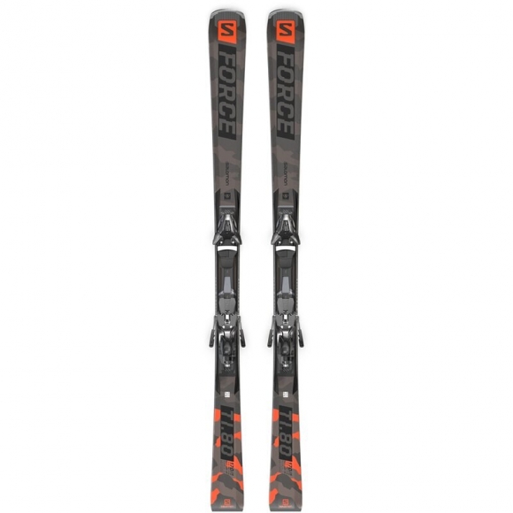 Neu Eingetroffen Salomon Herren All-Mountain Ski SKI SET E - Schwarz/Neonkoralle/Castelrock