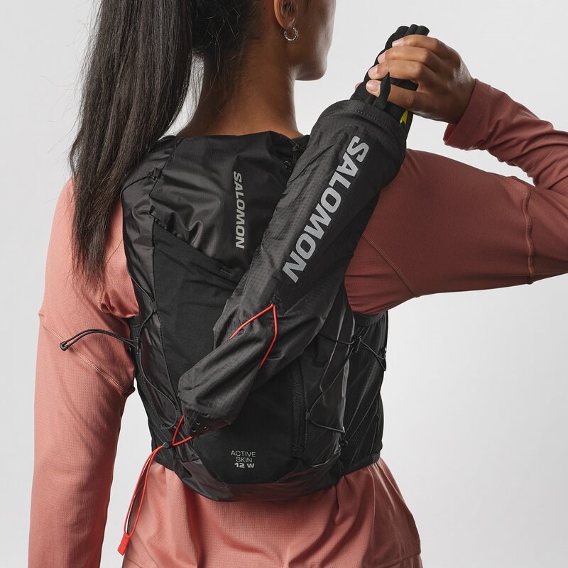 Neu Eingetroffen Salomon Rucksack ACTIVE SKIN 12 Women SET - SCHWARZ/METALL