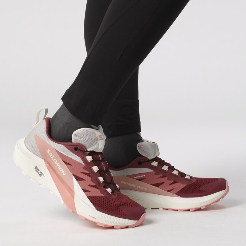 Neu Eingetroffen Salomon Damen Trailrunningschuhe SHOES SENSE RIDE 5 GTX W - Syrah/Vanilleeis/Pfirsichbernstein