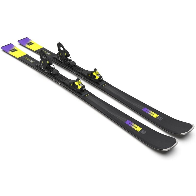 Neu Eingetroffen Salomon Damen All-Mountain Ski E - Schwarz/Säuregrün/Dunkelviolett