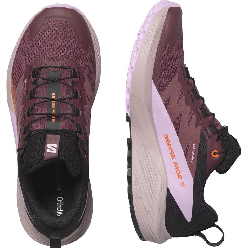 Neu Eingetroffen Salomon Damen Trailrunningschuhe SHOES SENSE RIDE 5 GTX W - Catawba-Traube/Orchideenbouquet/Kirsche