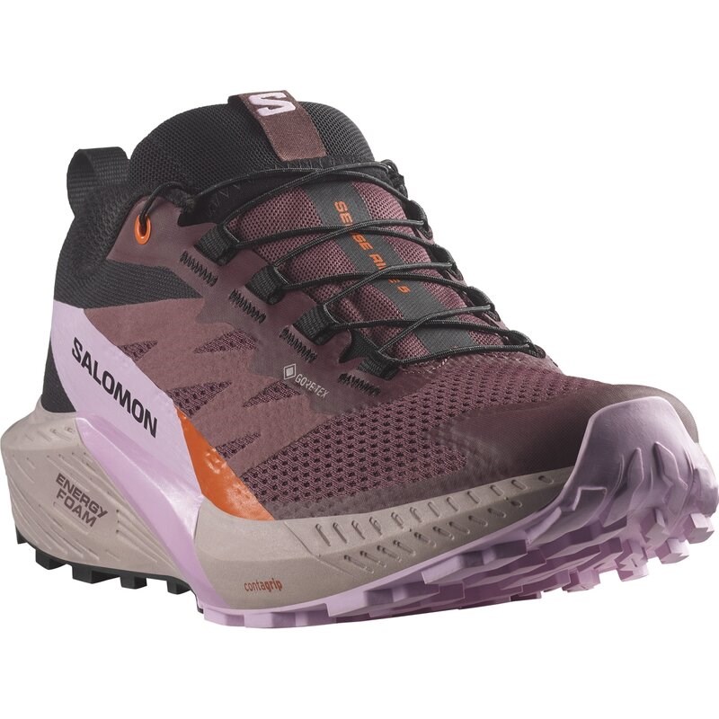Neu Eingetroffen Salomon Damen Trailrunningschuhe SHOES SENSE RIDE 5 GTX W - Catawba-Traube/Orchideenbouquet/Kirsche