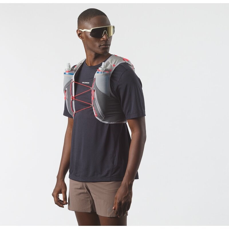 Neu Eingetroffen Salomon Rucksack ADV SKIN 12 SET - CASTELROCK/ALLOY/NEON FLAME