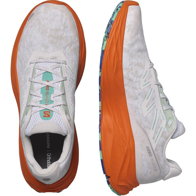 Neu Eingetroffen Salomon Herren Laufschuhe SHOES AERO GLIDE 2 - Weiß/Kirschtomate/Elektrisches Grün