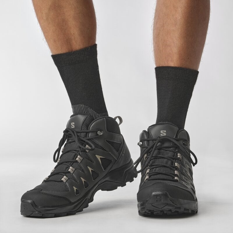 Neu Eingetroffen Salomon Herren Multifunktionsstiefel SHOES X BRAZE MID GTX - Schwarz/Phantom/Vintage Khaki