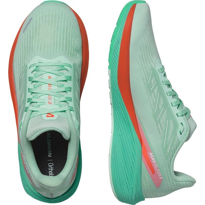 Neu Eingetroffen Salomon Damen Laufschuhe SHOES AERO BLAZE 2 W - Bay/Kirschtomate/Elektrisches Grün