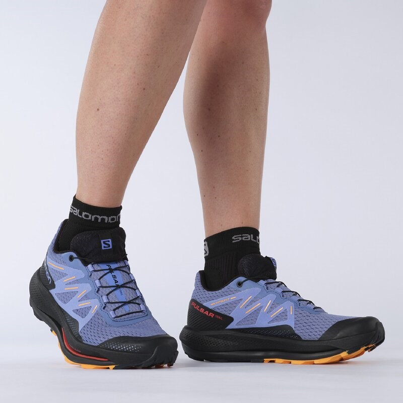 Neu Eingetroffen Salomon Damen Trailrunningschuhe SHOES PULSAR TRAIL W Velvet - Samtmorgen/Schwarz/Leuchtendes Orange