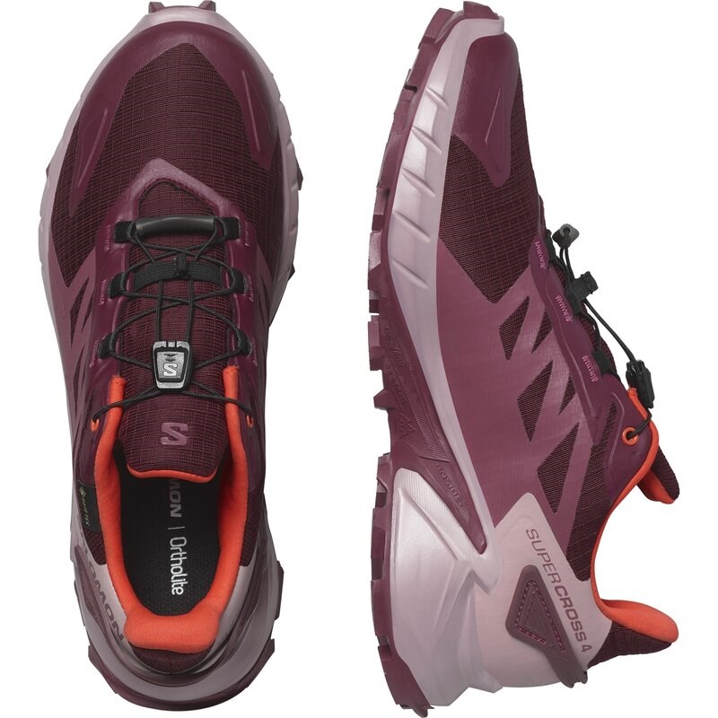 Neu Eingetroffen Salomon Damen Trailrunningschuhe SHOES SUPERCROSS 4 GTX W - Tawny Port/Deauville Mauve/Kirsche T