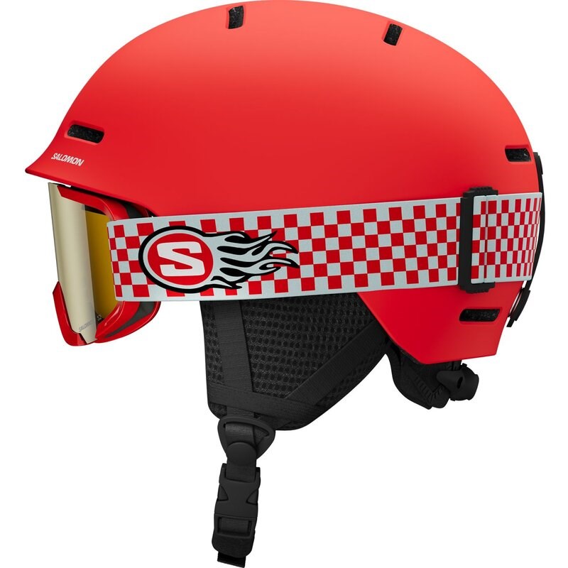 Neu Eingetroffen Salomon Kinder Helm HELMET PLAYER COMBO Cherry - Kirschtomate