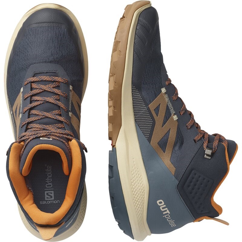 Neu Eingetroffen Salomon Herren Multifunktionsstiefel SHOES OUTpulse Mid GTX - Ebenholz/Gebleichter Sand/Leuchtendes Orange