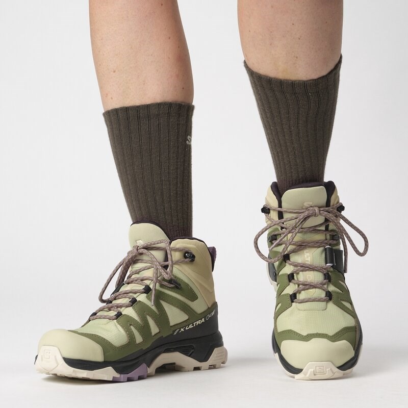 Neu Eingetroffen Salomon Damen Multifunktionsstiefel SHOES X ULTRA 4 MID GTX W - Alfalfa/Tiefgrünes Flechtengrün/Mandel Mi 000