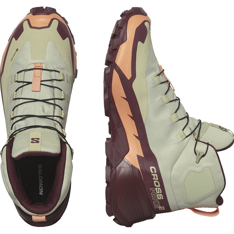 Neu Eingetroffen Salomon Damen Multifunktionsstiefel SHOES CROSS HIKE MID GTX 2 W - Luzerne/Cantaloupe/Bitter Schokolade