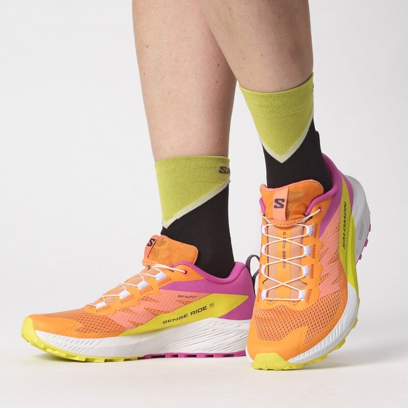 Neu Eingetroffen Salomon Damen Trailrunningschuhe SHOES SENSE RIDE 5 W - Paradiesvogelblume/Weiß/Schwefelspirale