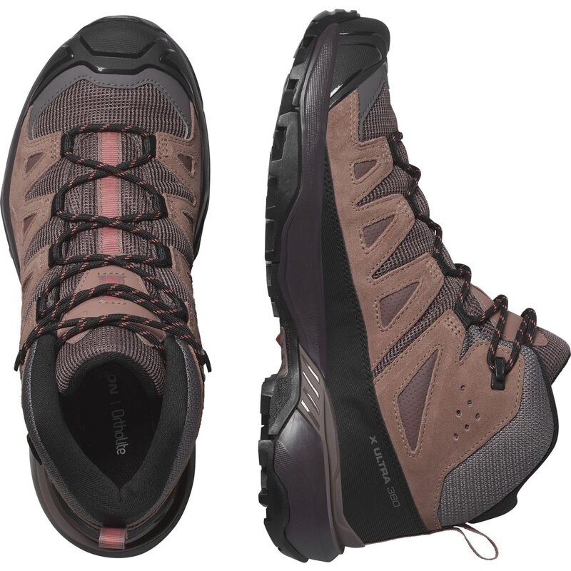 Neu Eingetroffen Salomon Damen Multifunktionsstiefel SHOES X ULTRA 360 LTR MID GTX W - Pfefferkorn/Cognac/Heiße Koralle