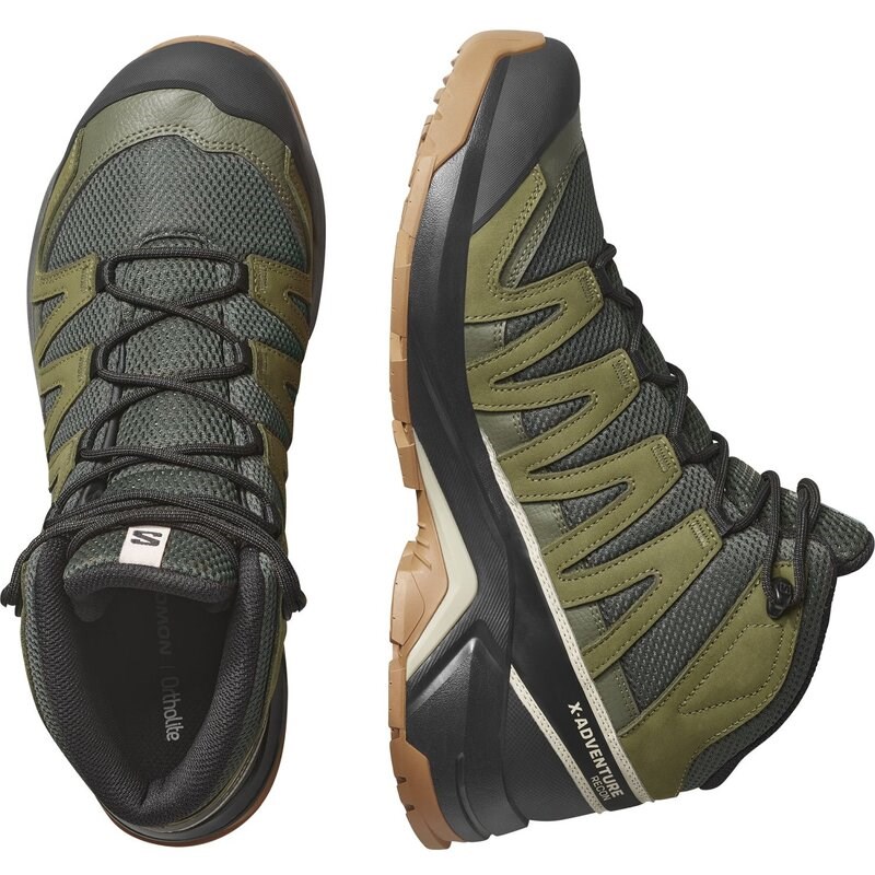 Neu Eingetroffen Salomon Herren Multifunktionsstiefel SHOES X-ADVENTURE RECON MID GTX - Torf/Martini-Olive/Oxford Tan