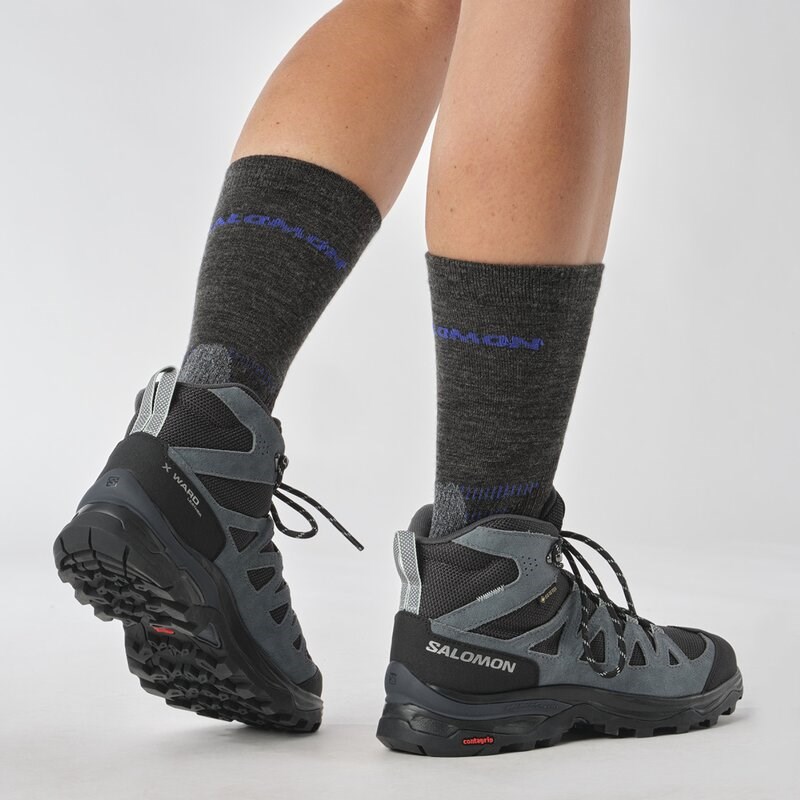 Neu Eingetroffen Salomon Damen Trekkingstiefel SHOES X WARD LEATHER MID GTX W India - Tinte/Schwarz/Stürmisches Wetter