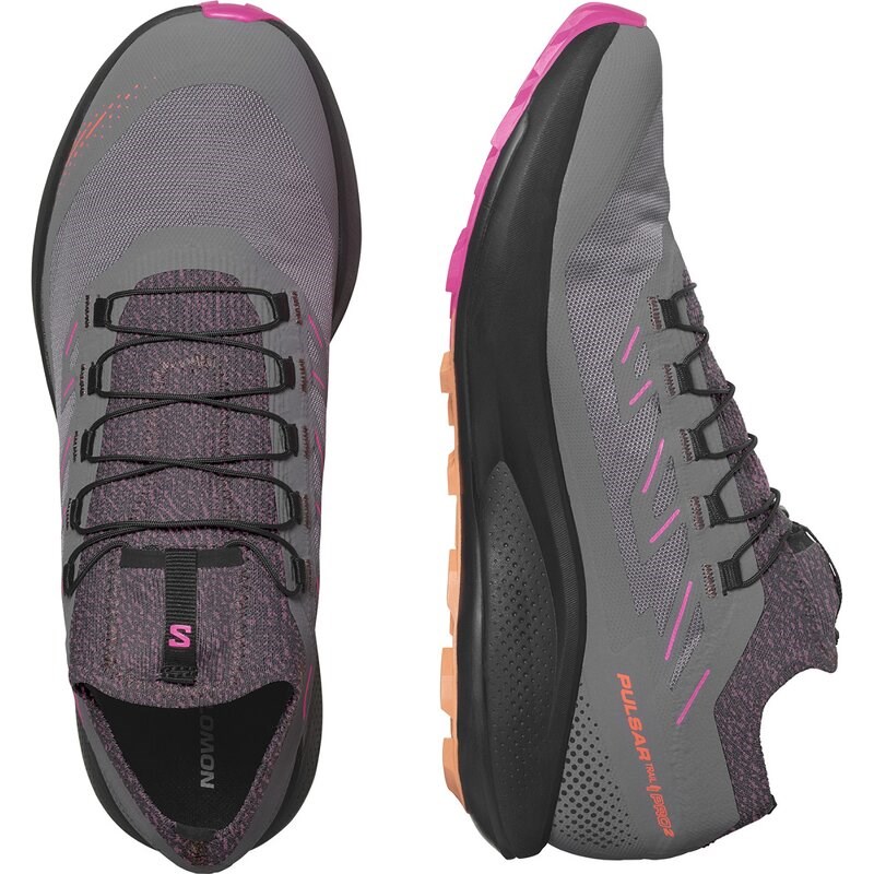 Neu Eingetroffen Salomon Herren Trailrunningschuhe SHOES PULSAR TRAIL 2 - Pflaumenkätzchen/Schwarz/Pink Glo
