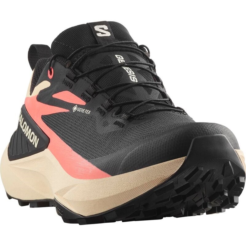 Neu Eingetroffen Salomon Damen Trailrunningschuhe SHOES GENESIS GTX W - Schwarz/Zarter Pfirsich/Fusionskoralle