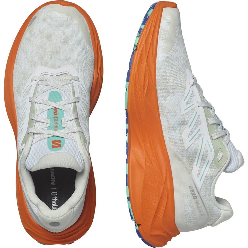 Neu Eingetroffen Salomon Damen Laufschuhe SHOES AERO GLIDE 2 W - Weiß/Kirschtomate/Elektrisches Grün