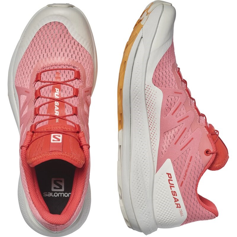 Neu Eingetroffen Salomon Damen Trailrunningschuhe SHOES PULSAR TRAIL W Tea - Teerose/Nimbuswolke/Feuriges Orange