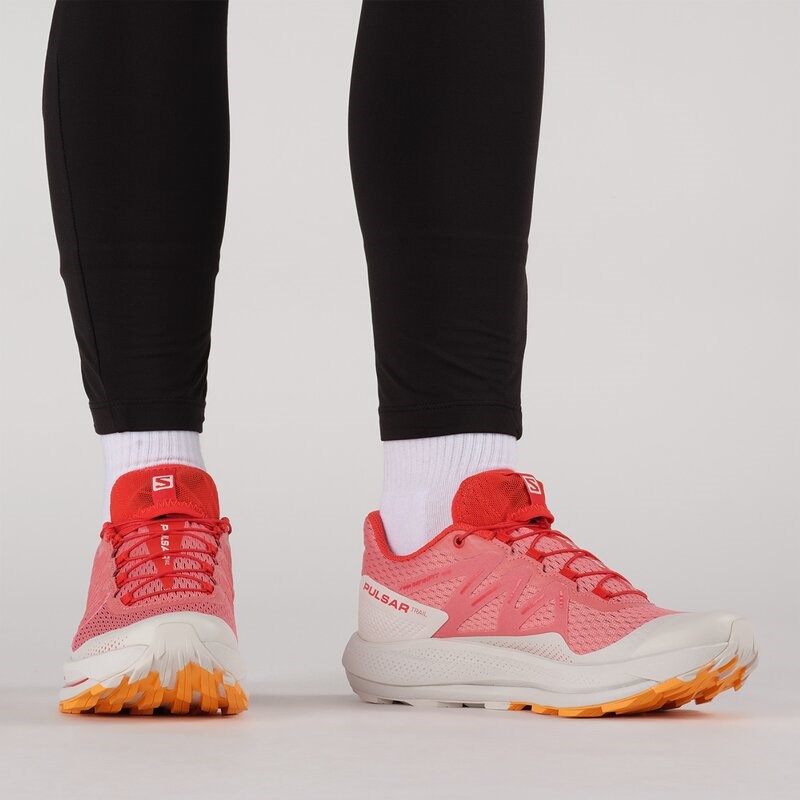 Neu Eingetroffen Salomon Damen Trailrunningschuhe SHOES PULSAR TRAIL W Tea - Teerose/Nimbuswolke/Feuriges Orange