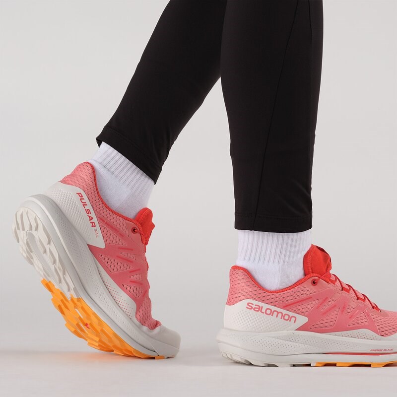 Neu Eingetroffen Salomon Damen Trailrunningschuhe SHOES PULSAR TRAIL W Tea - Teerose/Nimbuswolke/Feuriges Orange
