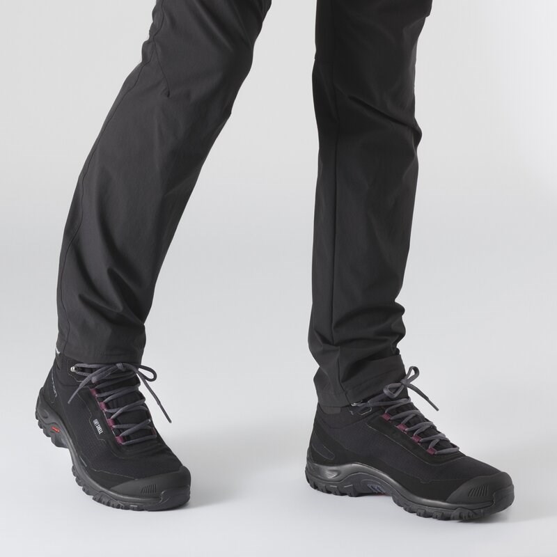 Neu Eingetroffen Salomon Damen Outdoorschuhe (Mid) SHELTER CS WP - Schwarz/Ebenholz/Weinprobe