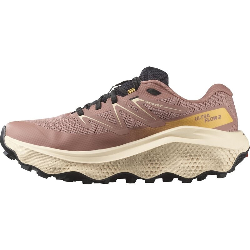 Neu Eingetroffen Salomon Damen Trailrunningschuhe SHOES ULTRA FLOW 2 GTX W - Wurzelholz/Zarter Pfirsich/Warme Aprikose