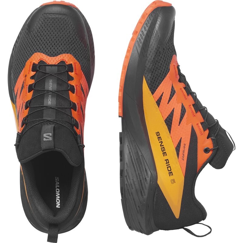 Neu Eingetroffen Salomon Herren Trailrunningschuhe SHOES SENSE RIDE 5 GTX - Schwarz/Scharlachroter Ibis/Kurkuma