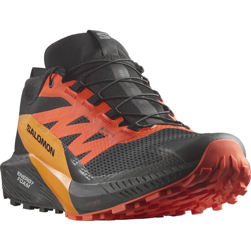 Neu Eingetroffen Salomon Herren Trailrunningschuhe SHOES SENSE RIDE 5 GTX - Schwarz/Scharlachroter Ibis/Kurkuma