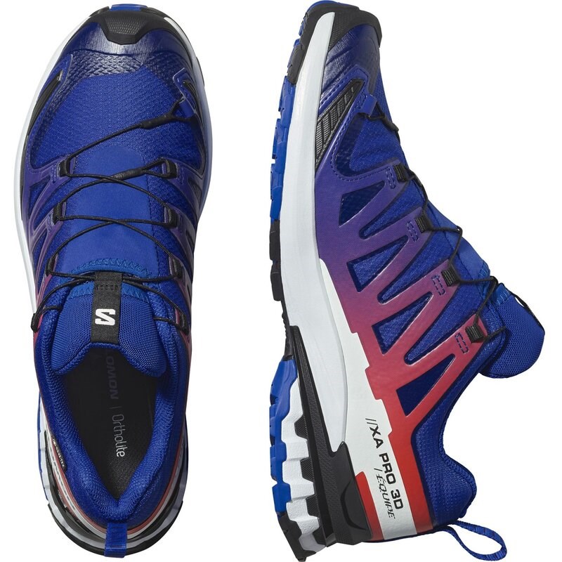 Neu Eingetroffen Salomon Herren Trekkingsandale SHOES XA PRO 3D V9 GTX EQUIPE Surf - Surf the Web/Feuriges Rot/Weiß