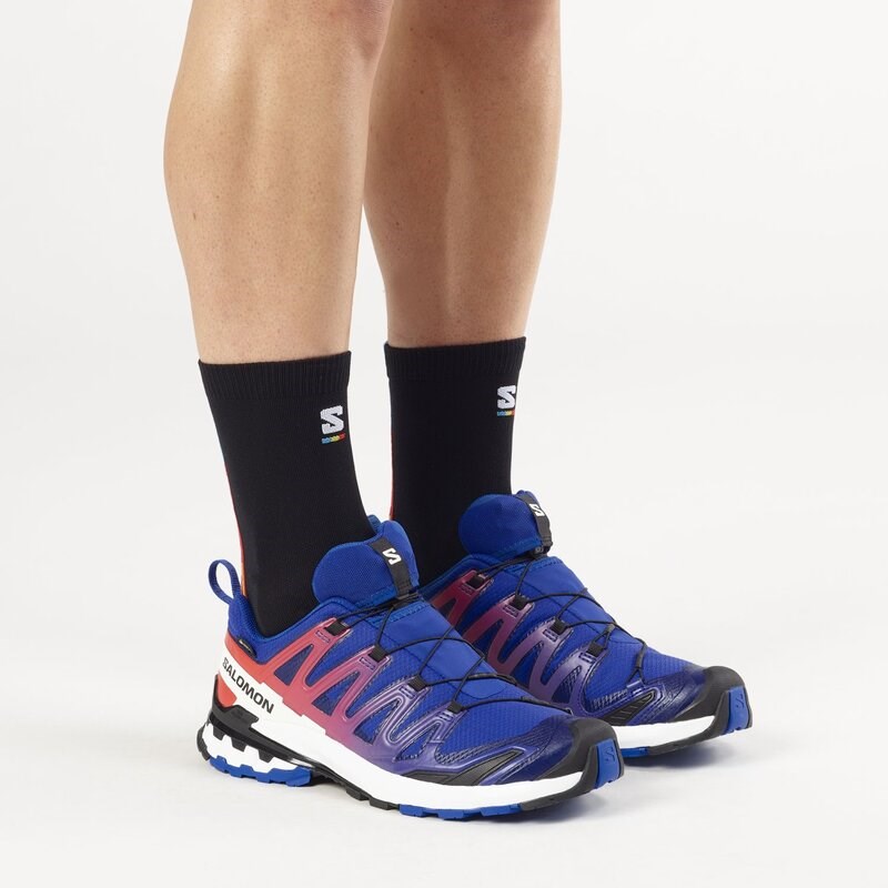 Neu Eingetroffen Salomon Herren Trekkingsandale SHOES XA PRO 3D V9 GTX EQUIPE Surf - Surf the Web/Feuriges Rot/Weiß