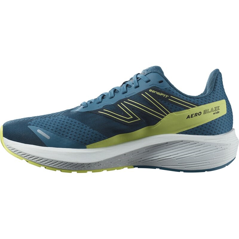Neu Eingetroffen Salomon Herren Laufschuhe SHOES AERO BLAZE WIDE Blue - Blaue Asche/Sonnenlimette/Dunkelsaphir