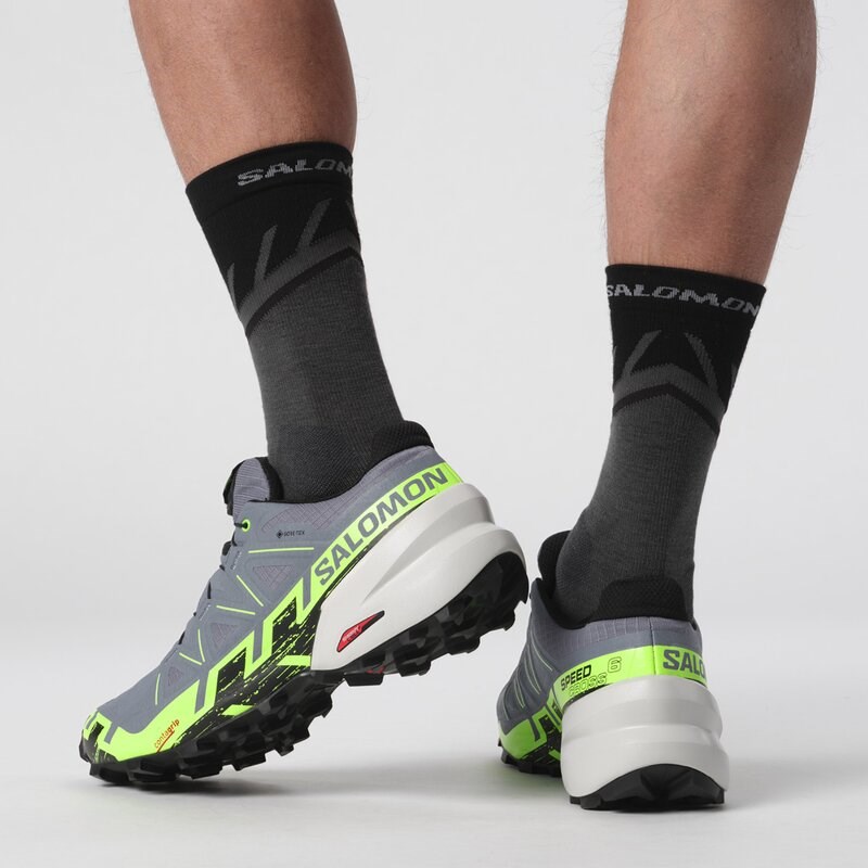Neu Eingetroffen Salomon Herren Trailrunningschuhe SHOES SPEEDCROSS 6 GTX - Flint Stone/Grüner Gecko/Schwarz