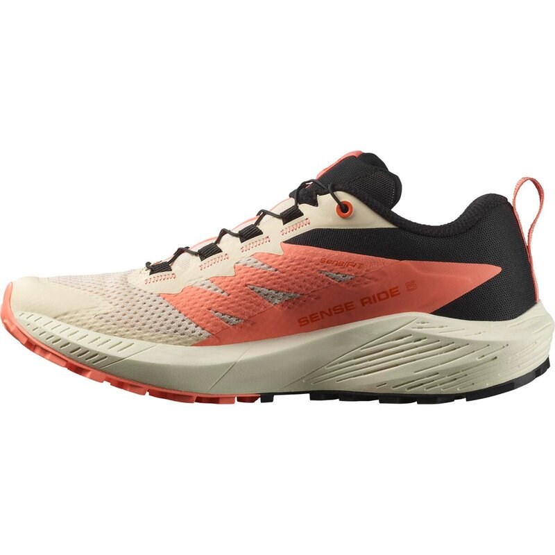 Neu Eingetroffen Salomon Damen Trailrunningschuhe SHOES SENSE RIDE 5 W - Zarter Pfirsich/Fusion Coral/Schwarz