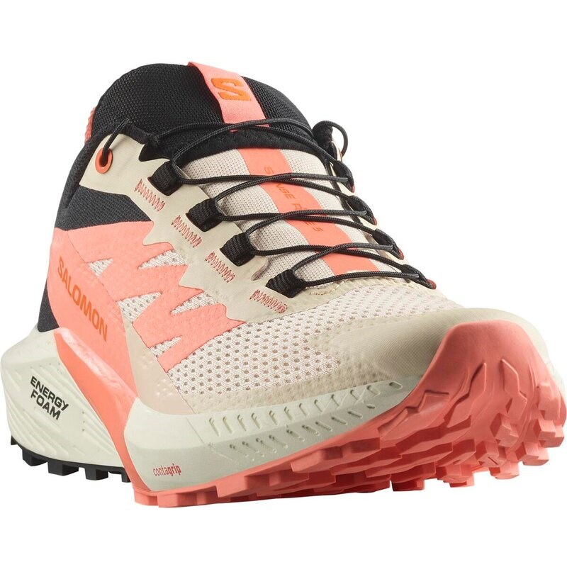 Neu Eingetroffen Salomon Damen Trailrunningschuhe SHOES SENSE RIDE 5 W - Zarter Pfirsich/Fusion Coral/Schwarz