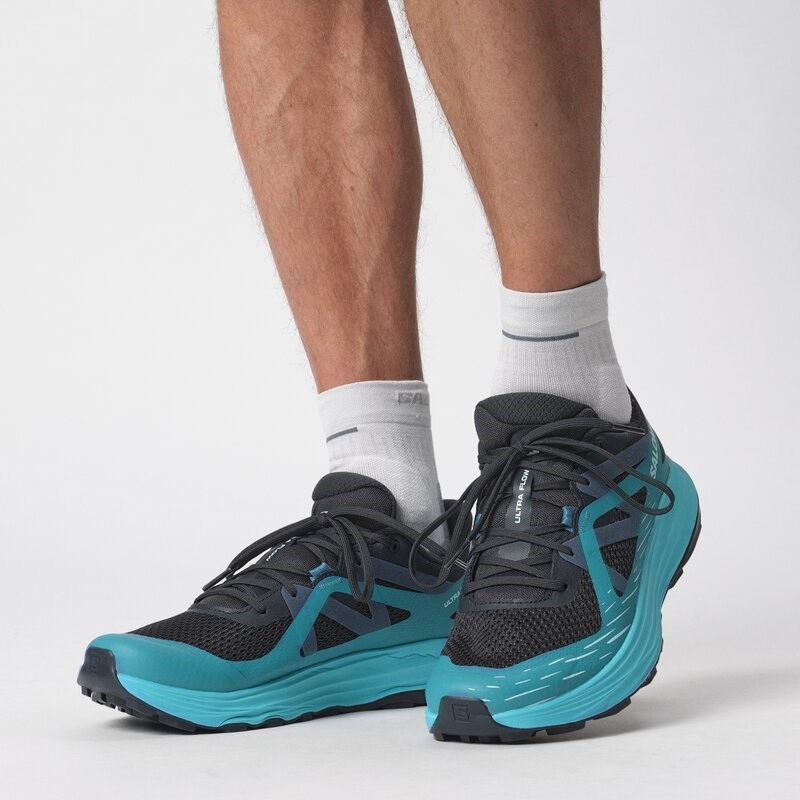 Neu Eingetroffen Salomon Herren Trailrunningschuhe SHOES ULTRA FLOW - Kohlenstoff/Tahitianische Flut/Tiefseetauchen