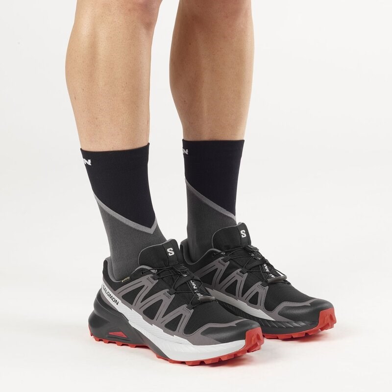 Neu Eingetroffen Salomon Herren Trailrunningschuhe SHOES SPEEDCROSS PEAK GTX - Schwarz/Castlerock/Kirschtomate