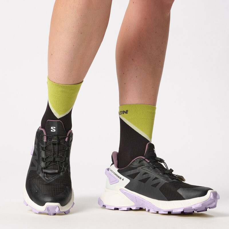 Neu Eingetroffen Salomon Damen Trailrunningschuhe SHOES SUPERCROSS 4 GTX W - Schwarz/Vanilleeis/Orchideenblüte