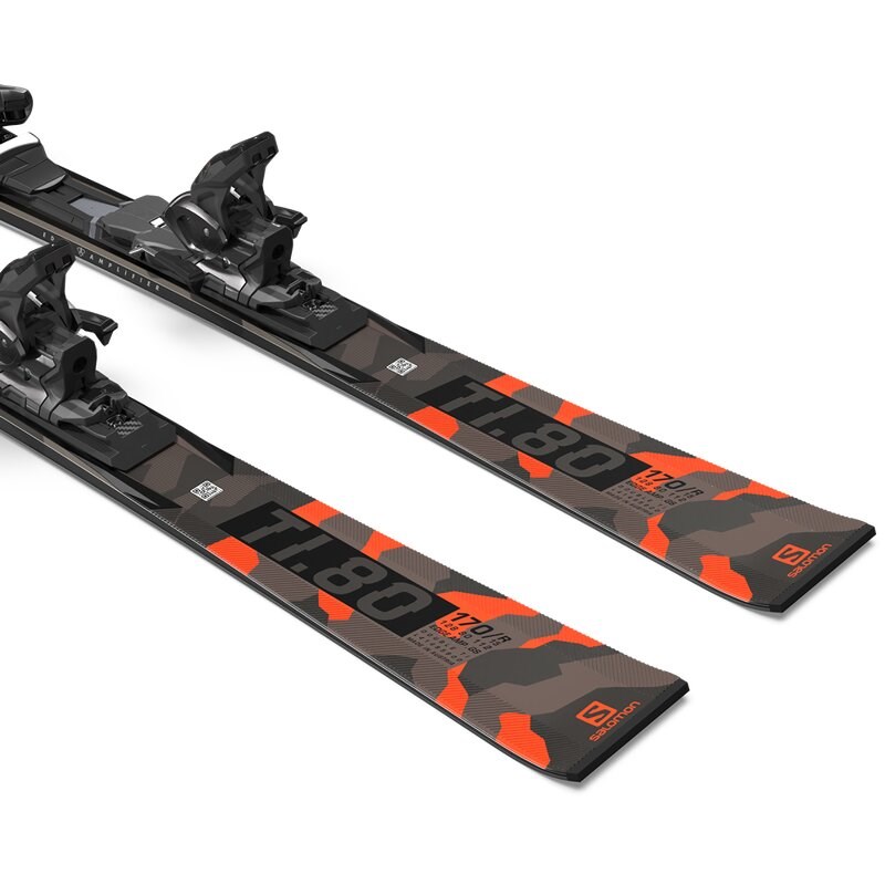 Neu Eingetroffen Salomon Herren All-Mountain Ski SKI SET E - Schwarz/Neonkoralle/Castelrock