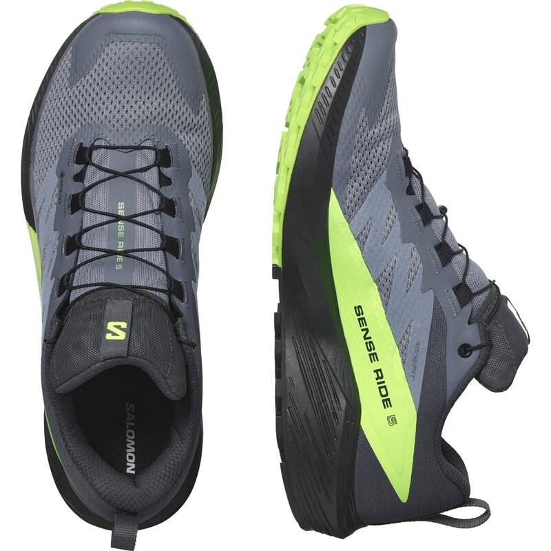 Neu Eingetroffen Salomon Herren Trailrunningschuhe SHOES SENSE RIDE 5 GTX - Feuerstein/Schwarz/Grüner Gecko